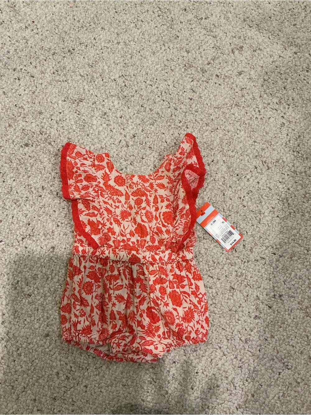 Cat & Jack Red Floral Baby Romper